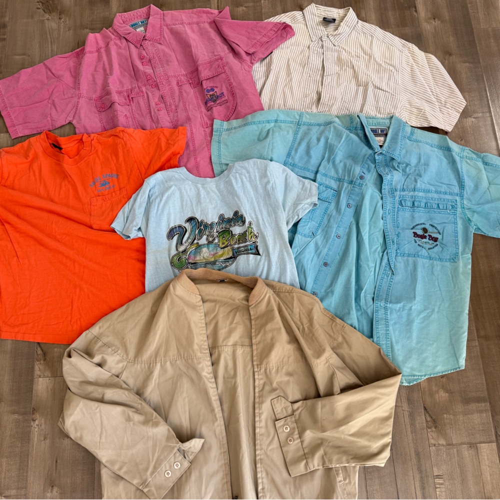 Vintage Lot of 6 Shirts Mostly‎ Medium Button Up Bugle Boy Jacket T-Shirts READ